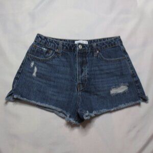 VANILLA STAR juniors SHORTS denim JEAN distressed FRAYED blue BUTTON-FLY SIZE 7